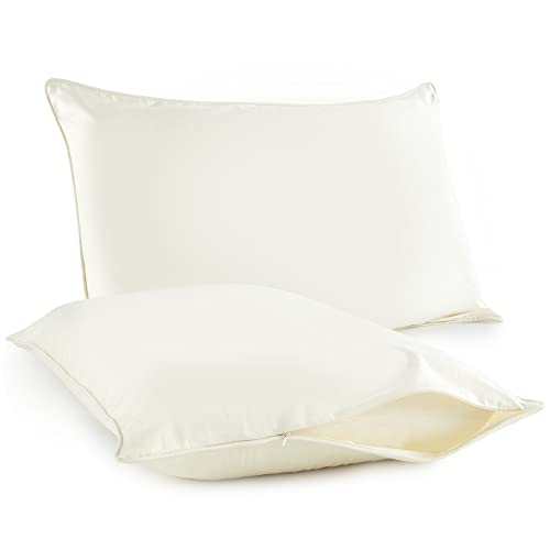 Image of Organic Cotton Pillow Protector (Ivory /Standard) Plus Organic Cotton Mattress Protector (White /Twin)
