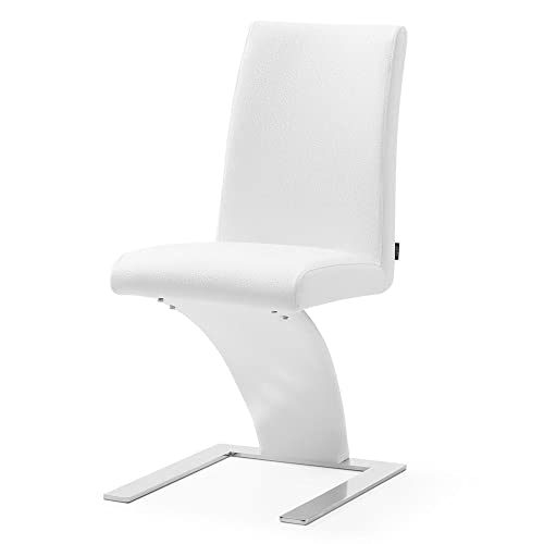 ZURI Furniture Modern Mesa Dining Chair in White Leatherette and Stainless Steel - Thumbnail 3