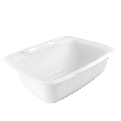 Recpro Rectangle Rv Bathroom Sink | White | Single Bowl Lavatory Sink | Camper Sink | Plastic #TOP5