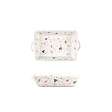 Fuente de Horno Plato for hornear de doble oreja, recipiente de cerámica for horno, plato rectangular apto for microondas, plato for hornear queso, tazón for hornear Vajilla para Hornear (Color : F)