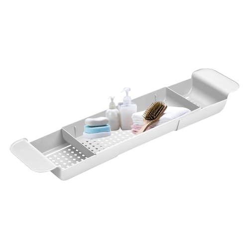 Plateau de bain extensible avec tablette à savon et support de drainage