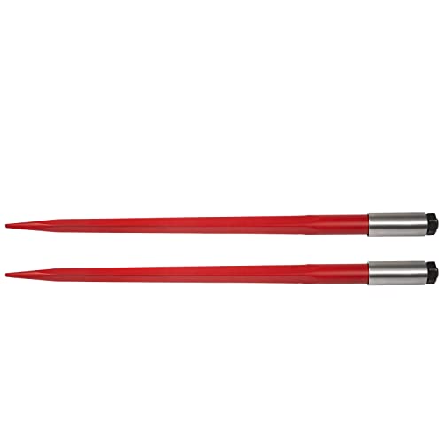 VEVOR Frontladerzinken 4,5 x 99 cm Ballenzinken 1360 kg Kapazität 2er-Set, Schnellbefestigung, quadratische Ballenspieße, rot beschichtete Ballengabeln für Schaufeln, Traktoren, Lader
