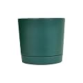 10 Inch Plant Pots Indoor, Modern Round Plastic Planter with Drainage Holes and Saucer for Garden House Plants, Clean and Refined Planter Pots Holiday Office Home Decor Army Green