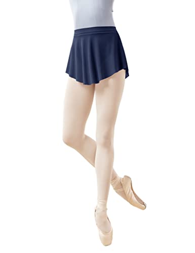Women Soft Mesh Side Split Short Ballet Dance Skirt Navy #TOP8