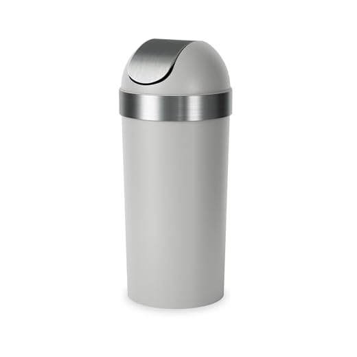 Umbra Venti Swing-Top 16.5-Gallon Kitchen Trash Lid– Large, 35-inch Tall Garbage Can for Indoor, Outdoor or Commercial Use, Grey