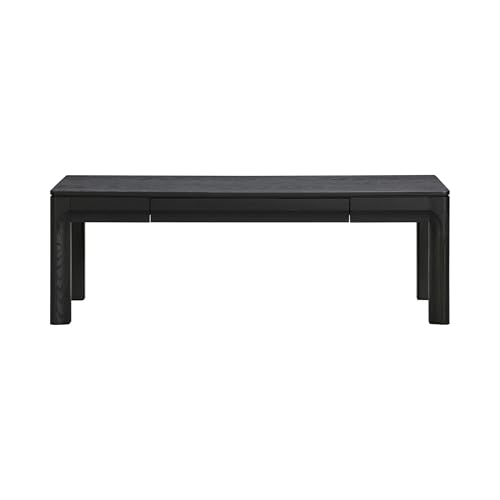 Image of Flow Modern Wooden Rectangle Coffee Table with Hidden Drawer - Waterproof & Heat Resistant, Burnt Black