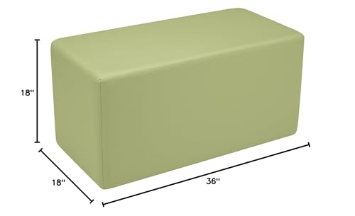 Image of Sprogs 18 inch H Structured Rectangle Stool -Flexible Modular Collaborative Soft Seating for Office, Home, Lounge and School Classrooms with Durable Frame -Fern Green