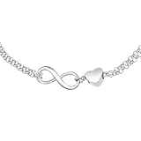 GURUCAS Pulsera Mujer Infinito con Corazón, Pulsera Color Plata ideal para Regalos Originales de Mujer, Aniversario, Boda, San valentin, Cumpleaños, Graduación, Símboliza Amistad, Amor (Plata)