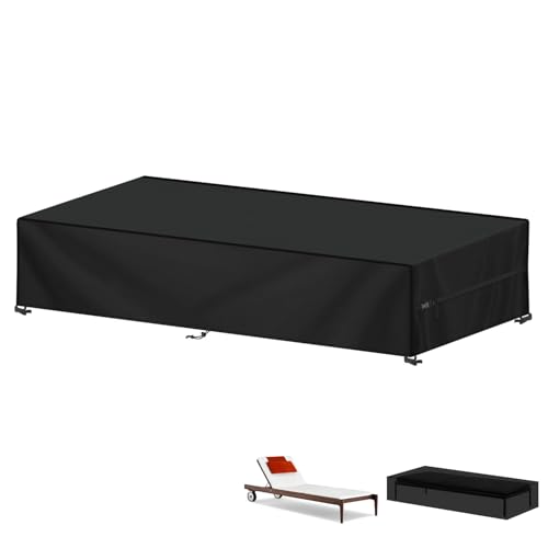 LAMUNI Gartenliege Abdeckung Wasserdicht Sonnenliege Schutzhülle für Liegen, 420D Oxford Sonnenliege Abdeckplane Gartenliege Abdeckhauben für Loungeliege Liegestuhl Deckchair, 200x68x30cm
