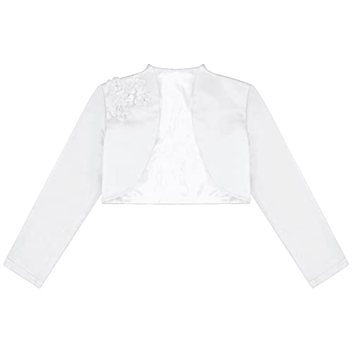 Kids Girls Sparkle Long Sleeve Cardigan Flowers Decorated Bolero Shrug Cropped Jacket for Party Dress Cover Up3