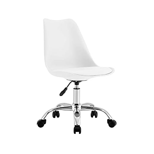 THINIA HOME Silla de Escritorio Ergonómica con Ruedas Eyre Silla Nórdica Acolchada Giratoria Moderna Altura Ajustable | Silla de Escritorio de Oficina Estudio Dormitorio 97x47x58cm