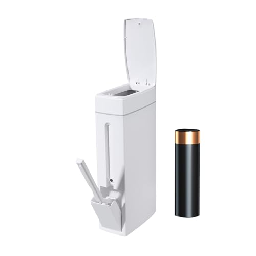 Poubelle étroite avec porte-brosse de toilette 4,5 L rectangulaire pour gain de place