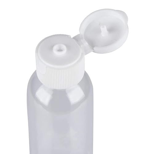 Image of dinojames Empty Refillable Round Plastic Bottles with Flip Top Caps (White, 100 ml), Set of (10 Pcs.)