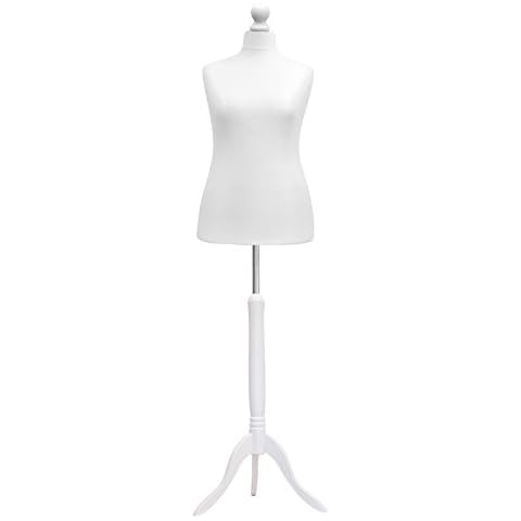 Female Tailors Dummy Size 18/20 Dressmakers Fashion Mannequin Students White with White Tripod Stand Cover
