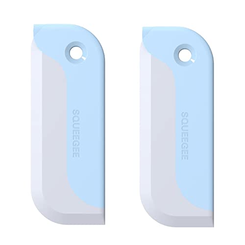 Image of 2 Pack Mini Squeegee, Small Kitchen Countertop Squeegee, Soft Glass Cleaner for Home Tabletop, Bathroom Mirror, Car Window Cleaning Squeegee All-Purpose Wiper Tool, Blue