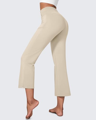 Image of G4Free Flare Yoga Pants Women Ankle Casual Pants with Pockets Strechy Bootcut Wide Leg Dress Pants Petite /Regualr /Tall