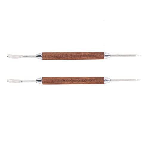 Zerodis 2PCS Coffee Art Pen, Stainless Steel Coffee Art Pen Double Wooden Coffee Art Pen Coffee Fancy Stitch Barista Tool for Cappuccino Latte Espresso Decorating