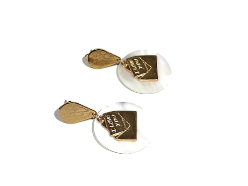 Boucles d'oreilles laiton doré or 24K sequin blanc romantique