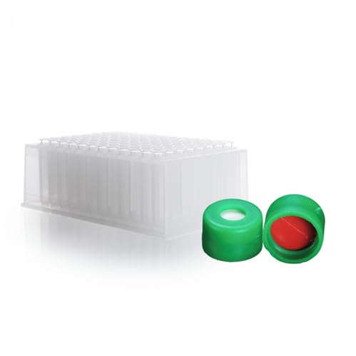 07-8075MG-2200 Polypropylene µLPlate Sampling System Component Kit, 2.2 ml, Clear, Round Insert Installed in µLPlate and Green Cap Mat with Precut PTFE/Silicone Septa