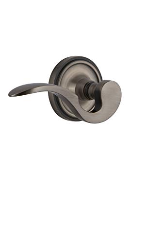 Image of Nostalgic Warehouse 761856 Classic Rose Right-Handed Manor Lever Passage, Backset Size: 2.75 inch, Antique Pewter