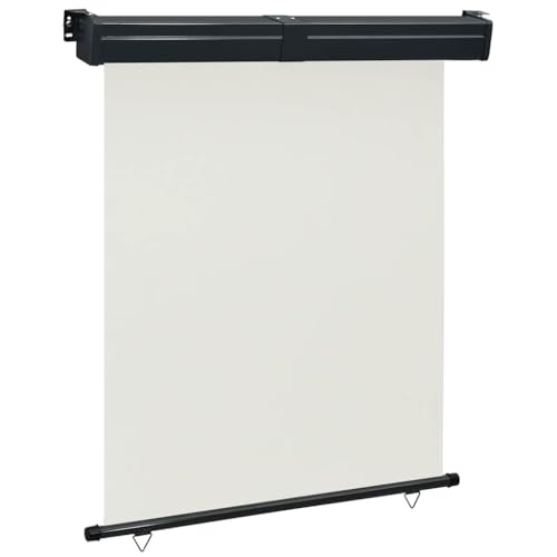 Mokuyary Seitenmarkise für Balkon, 145 x 250 cm, cremefarben, Seitenmarkise, einziehbar, schützt vor Sonne oder Wind, für Garten, Balkon, Terrasse