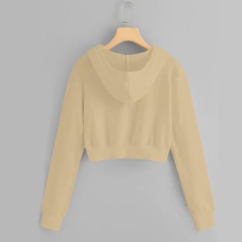 Hoodies for Teen Girls Cropped Long Sleeve Zip Up Jacket Pockets Workout Hooded Sweatshirt Y2K Crop Coats Clothes4