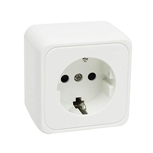 Base cuadrada de superficie con toma tierra | Color Blanco | 16 A - 250 V