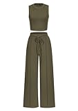 PRETTYGARDEN Women's Summer 2 Piece Loungewear Set Cropped Tank Top Wide Leg Sweatpants Tracksuit Casual Outfits...