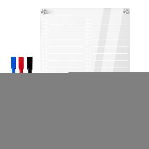 Pizarra magnética acrílica de borrado en seco, tablero de notas acrílico transparente, planificador de listas de tareas reutilizables para nevera, cocina, comestibles, notas, horario, recordatorios, 3