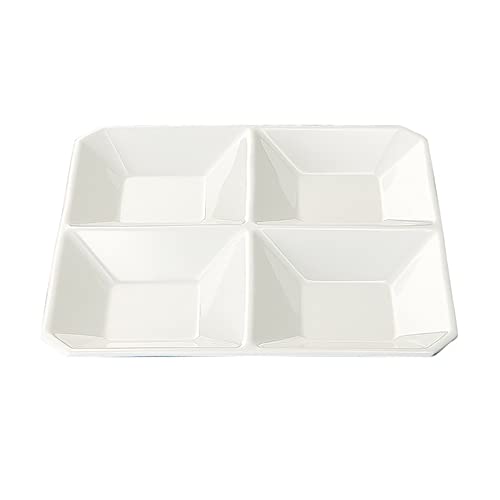 マルケイ(MARUKEI) 仕切り皿/四つ仕切プレート 23.4×23.4×H3cm ホワイト 日本製 割れにくい 食洗機対応 スタッキング可能 『クリスタ』 E214 IWC