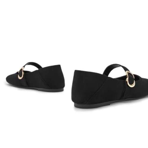 FOWT Women Trendy Closed Round Toe Flats Single Strap Buckle Ladies Comfortable Casual Daily Shoes Size 4-16 US4