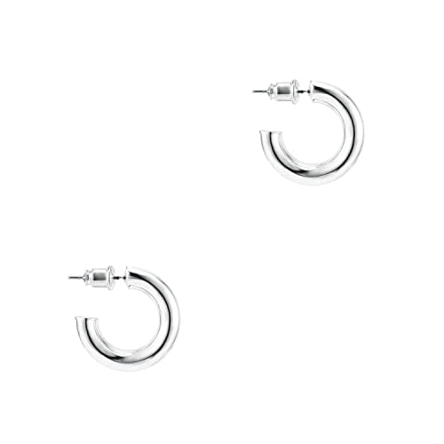 PAVOI 14K Gold Colored Lightweight Chunky Open Hoops | Gold Hoop Earrings for Women