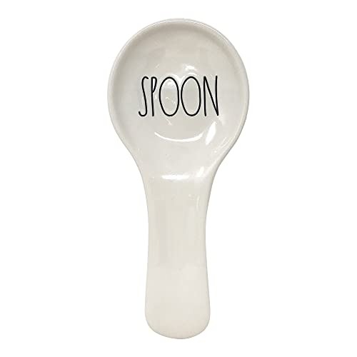 Rae Dunn by Magenta Ceramic spoon rest (10 x 4, White/Spoon/Round Handle)