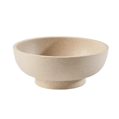 10" Large Decorative Bowl for Entryway Table with Pedestal, Stone Beige
