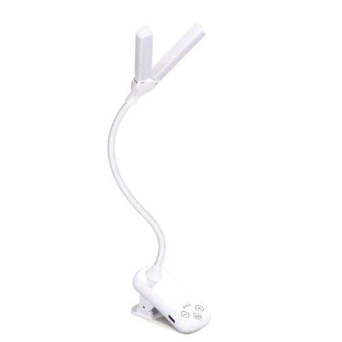 Giwnhvx Luz de Lectura con Control Táctil de 14 LED de Doble Cabezal con 8 Brillos Clip de Luz de Libro para el Cuidado de los Ojos Recargable por USB en el Libro/Escritorio,B