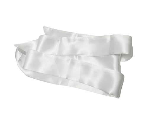 Langer, seidiger Satin-Schal für Damen, 2 m dünnes Band für Haar, Hals und Handtasche, eleganter Schärpengürtel für Kleider (weiß)