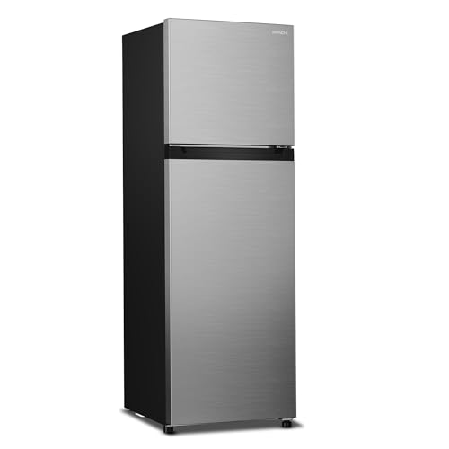Hitachi , Net 240L, Top Mount Double Door Refrigerator, No Frost Fridge Freezer, High Power, 10 Year Warranty on Inverter Compressor, Tempered Glass Shelves, Brilliant Silver-HRTN5255MFXAE