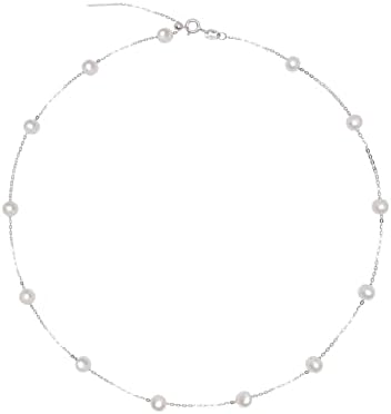 BURLAP LIFE 2023 New 925 Sterling Silver Dainty Pearl Necklace for Women Freshwater Cultured White Pearl Jewelry Gifts for Her