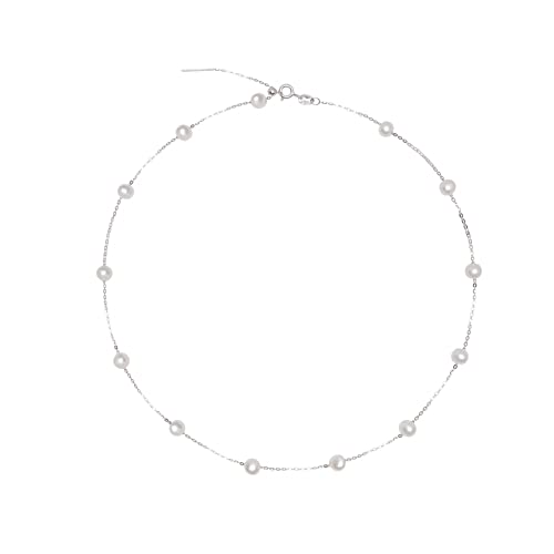 925 Sterling Silver Dainty Freshwater Cultured Pearl Choker Necklace White Genuine Real Pearl Charm Necklaces Jewelry Gifts for Her