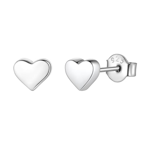 FindChic Hypoallergenic Sterling Silver Small Bar/Heart/Dot/Triangle/Butterfly/Lightning Studs Earrings Minimalist Geometric Jewelry Valentine Gifts for Women Men Girls, with Gift Box 03. He