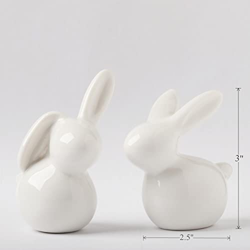 Ceramic Bunny Rabbit Ceramic Bunny Figurine Christmas Decorations Rabbit, Porcelain Modern Art Home Decor, A Set Of 2 Rabbit Decor, Easter Bunny Rabbits, Easter Decorations Bunny Decorations For Home #TOP3