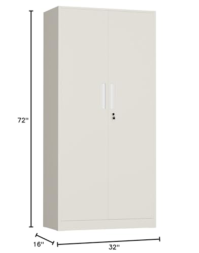 Image of INTERGREAT Metal Storage Cabinet, 72 inch H Lockable Steel Cabinets with Locking Doors, Storage Locker with Adjustable Shelves for Office, Home, Garage, Gym, School (Warm Grey)