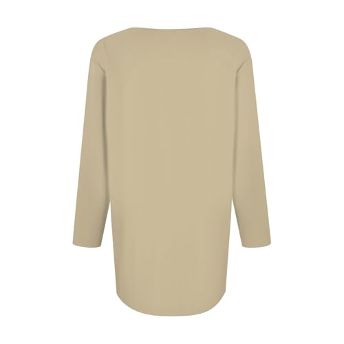 Tops for Women Trendy 3/4 Sleeve Summer Shirts Casual Solid Tops Pleated Crewneck 3/4 Length Sleeve Blouses Curved Hem3