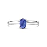 Bague en tanzanite Argent sterling 925 – cabochon en tanzanite naturelle (6×4 mm ou 5×7 mm) – bague en pierre précieuse à taille ajustable – fabriquée à la main et élégante (7 x 5 mm)