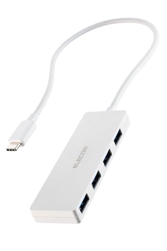 エレコム USBハブ USB3.2(Gen1) 5Gbps USB-C接続 4ポート バスパワー 30cm ケーブル ホワイト U3HC-H041WH