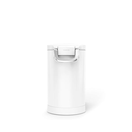 Image of simplehuman Medium Pet Food Storage Container, Holds 25-29 lb / 11-13 kg of Dry Dog Food, Cat Food, or Bird Seed, Airtight Lock-Tight Lid with Magnetic Scoop, BPA-Free, White Steel