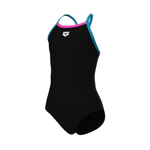 Image of Arena Girls' Feel Solid Light Drop Back Swimsuit Thin Straps Stretchy One Piece Kids Bathing Suit