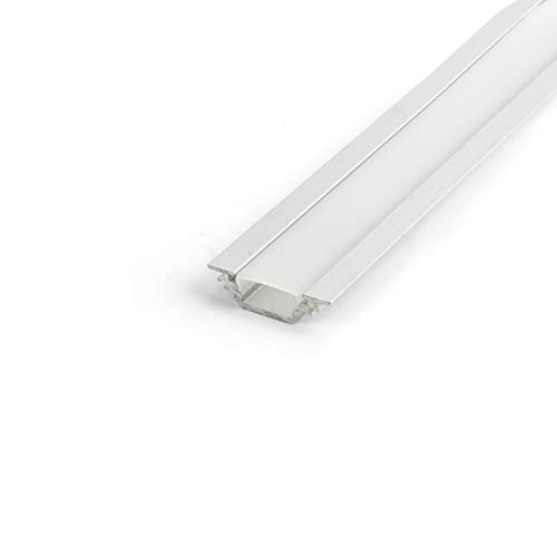 DQ-PP Perfil LED de aluminio | esquina 45 grados | 1 m | aluminio anodizado | cubierta de vidrio esmerilado | sin grapas y 2 tapas | barra de aluminio para tiras LED