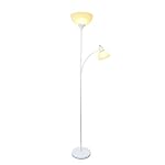Simple Designs LF2000-WHT Mother-Daughter Floor Lamp with Reading Light, White - Image 2