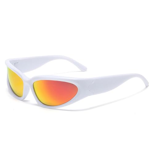 Lunettes de soleil œil de chat verres miroir blanc rouge protection punk UV400
